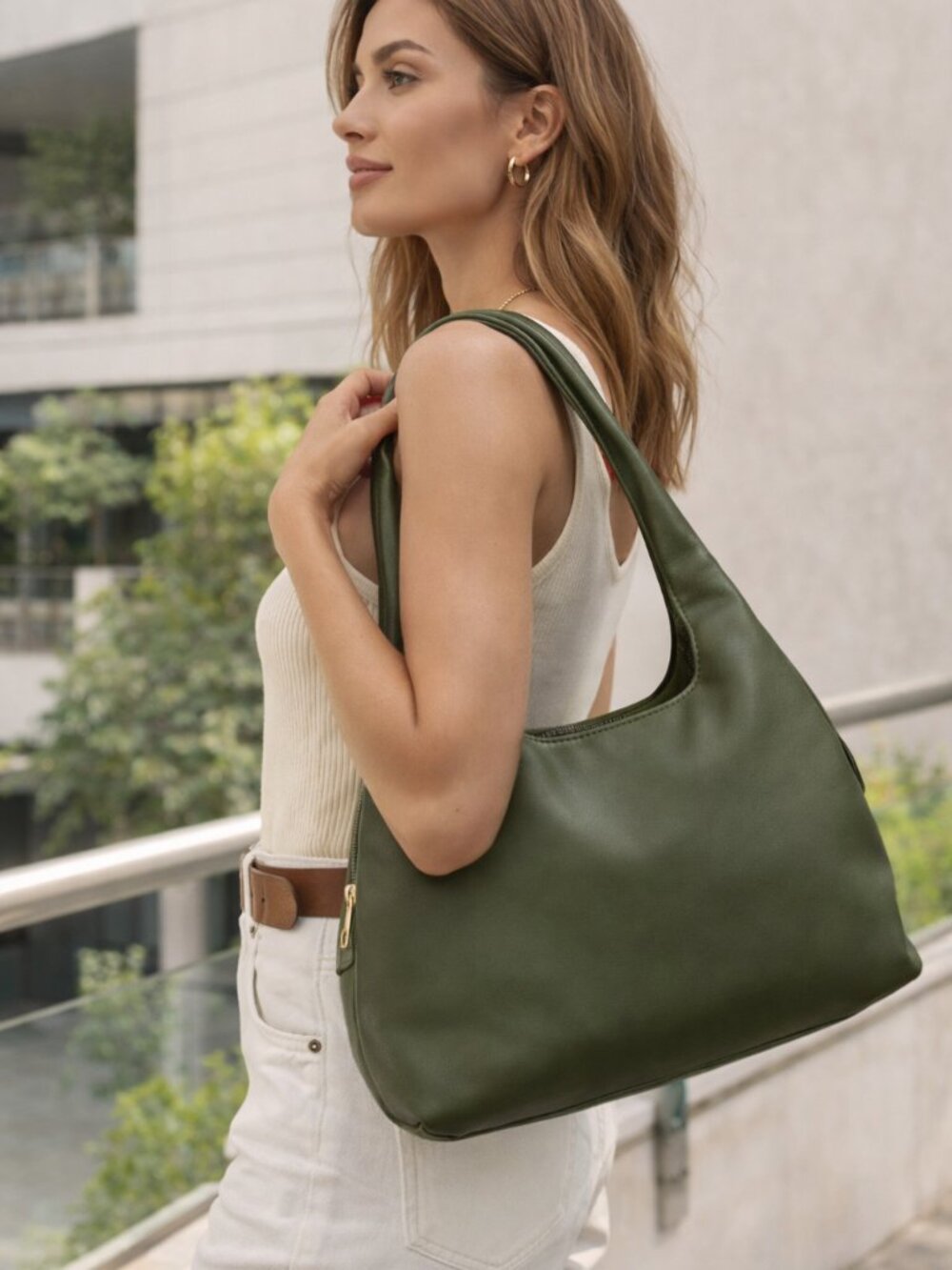 A New Day Minimalist Olive Green Shoulder Bag for Women